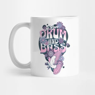 DRUM AND BASS  - I Love Retro Bird (Pink/Purple) Mug